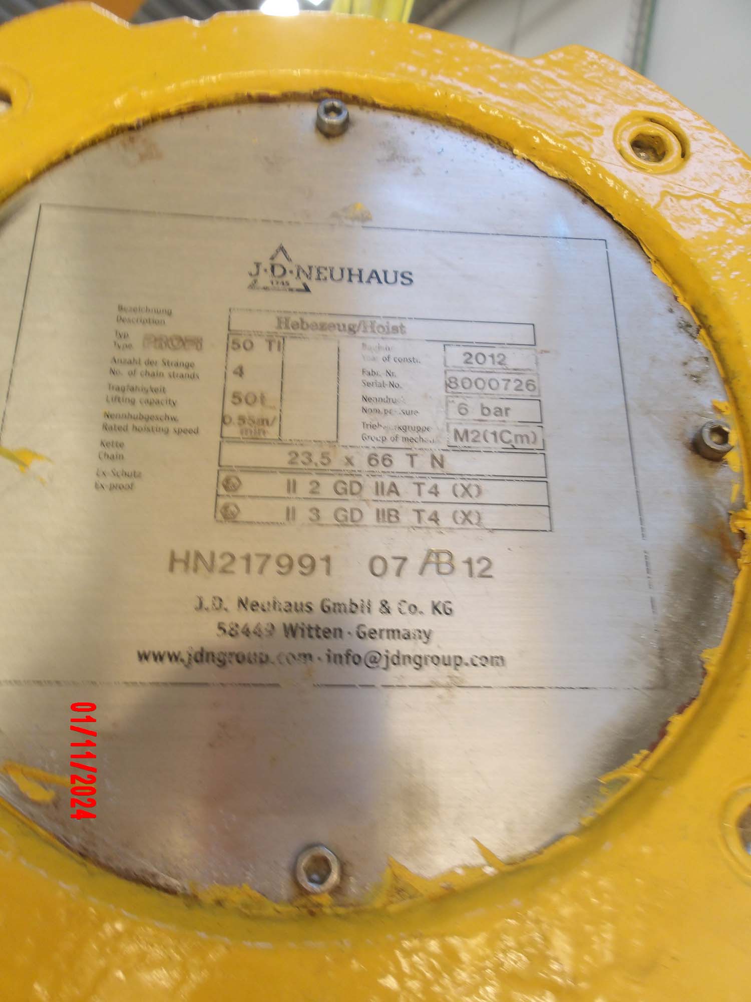 J.D. Neuhaus 50 tons tryklufttalje sælges - Image 3